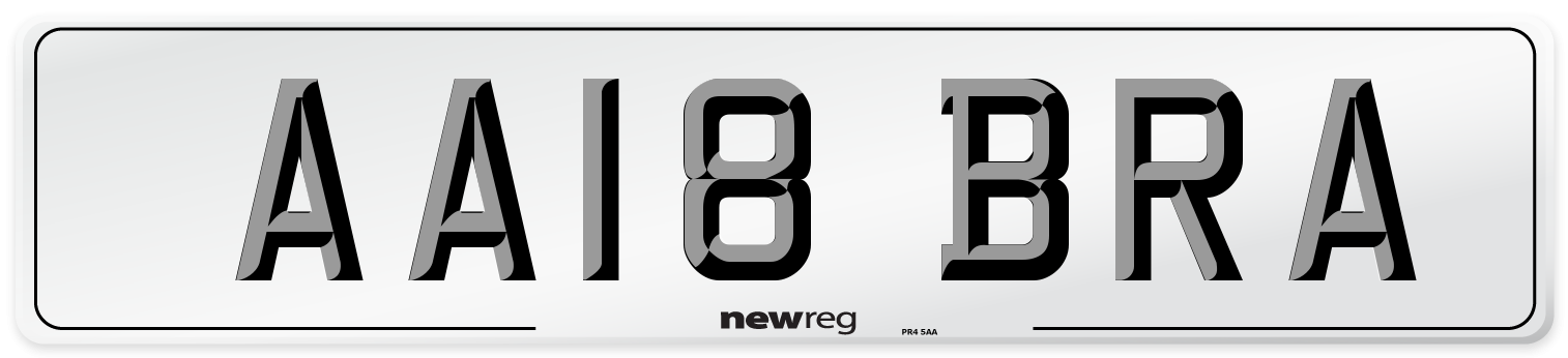 AA18 BRA Number Plate from New Reg
